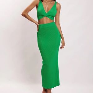 Meshki Kaesha Green Two Piece Skirt Set